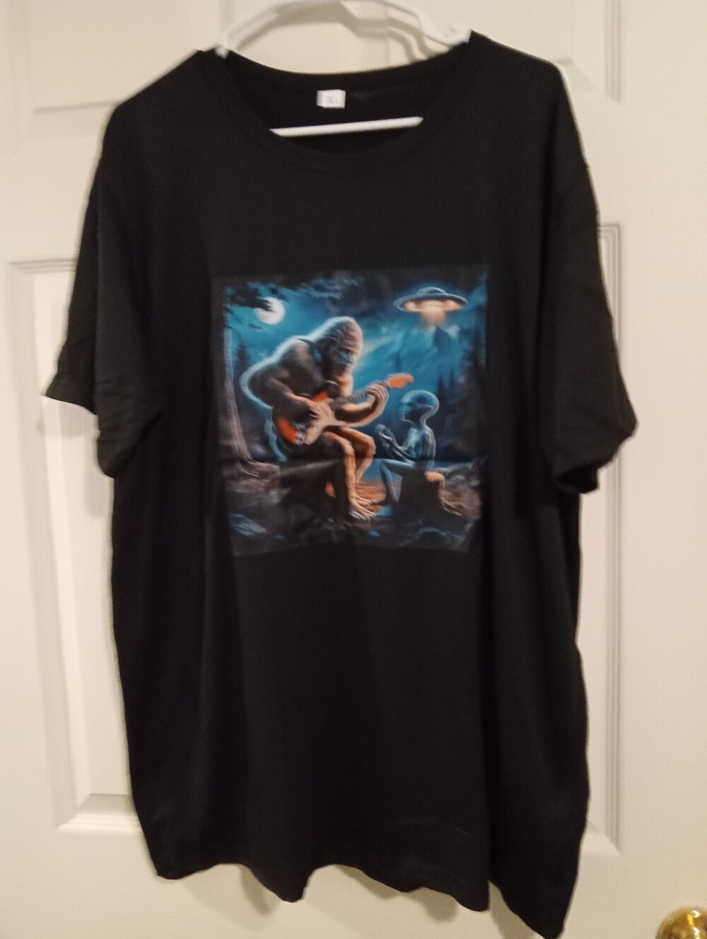 Black Graphic Tee with Alien Guitar Print